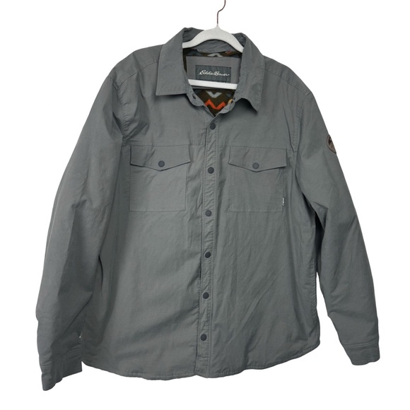 Eddie Bauer Men’s Fleece Lined Snap Front Shacket Grey Size XL - Picture 2 of 11